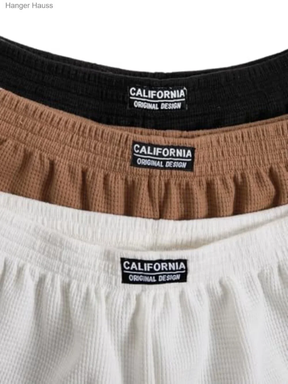 3 Pack Elastic Waist Wide Leg Lounge Shorts Waffle Knit_6